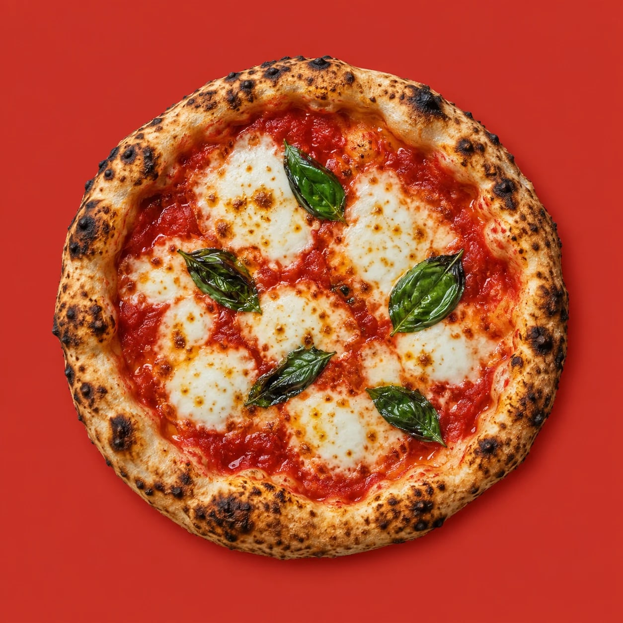 Fesleğen ve mozzarella ile İtalyan pizzası